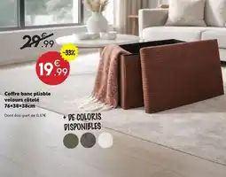 Maxi Bazar Coffre banc pliable velours côtelé offre