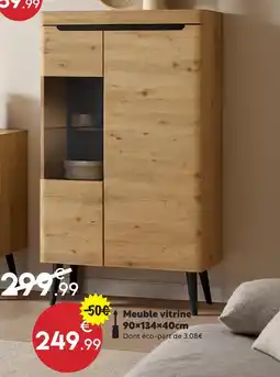 Maxi Bazar Meuble vitrine 90×134×40 cm offre