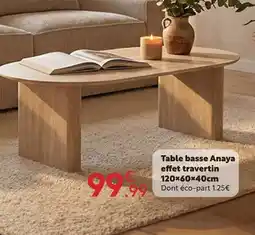 Maxi Bazar Table basse anaya effet travertin 120×60×40cm offre