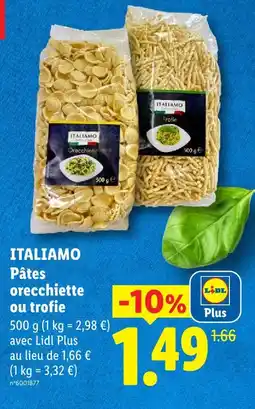 Lidl Italiano pâtes orecchiette ou trofie offre