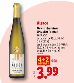 Lidl Jp muller reserve gewurztraminer offre