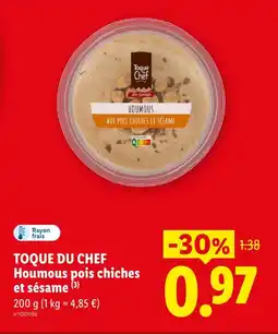 Lidl Toque du chef houmous pois chiches et sésame offre