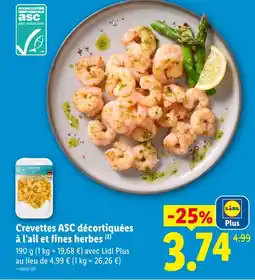 Lidl Lidl crevettes asc décortiquées à l'ail et fines herbes offre