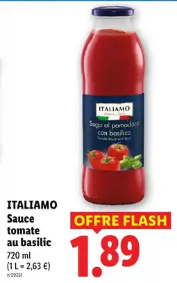 Lidl Italiano sauce tomate au basilic offre