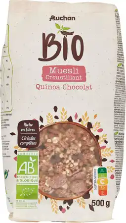 Auchan Auchan bio auchan bio muesli croustillant quinoa chocolat offre