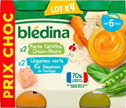 Auchan Supermarché Bledina petits pots purée carottes choux-fleur & legumes verts riz saumon bledina offre