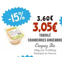 Naturalia Croquez bio taboulé cranberries gingembre offre
