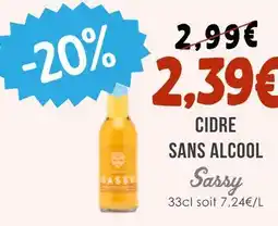 Naturalia Sassy cidre sans alcool offre