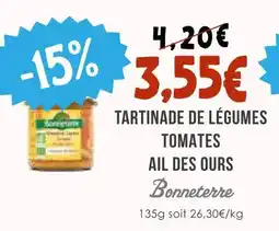 Naturalia Bonneterre tartinade de légumes tomates ail des ours offre