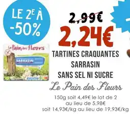 Naturalia Le pain des fleurs tartines craquantes sarrasin sans sel ni sucre offre