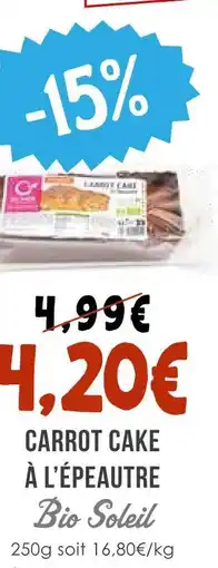 Naturalia Bio soleil carrot cake à l'épeautre offre