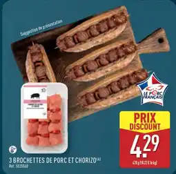 ALDI 3 brochettes de porc et chorizo offre
