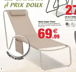 Bazarland Chaise longue «Paola»> offre