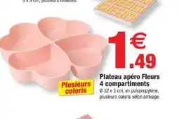 Bazarland Plateau apéro Fleurs 4 compartiments offre