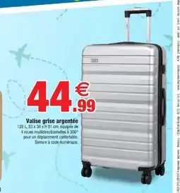 Bazarland Valise grise argentée offre