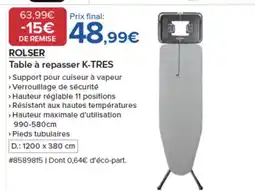Costco ROLSER Table à repasser K-TRES offre