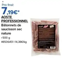 Costco AOSTE PROFESSIONNEL Bâtonnets de saucisson sec nature offre
