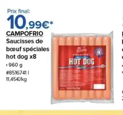 Costco CAMPOFRIO Saucisses de bœuf spéciales hot dog x8 offre