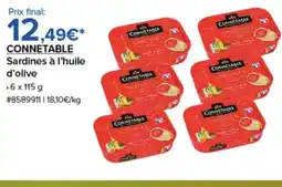 Costco CONNETABLE Sardines à l'huile d'olive offre