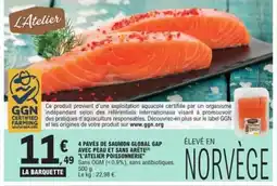 E.Leclerc L'ATELIER POISSONNERIE 4 pavés de saumon global gap avec peau et sans arête offre
