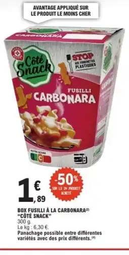 E.Leclerc CÔTÉ SNACK Box fusilli à la carbonara offre