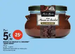 E.Leclerc MARIE MORIN Mousse au chocolat à l'ancienne offre