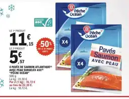 E.Leclerc PÊCHE OCEAN 4 pavés de saumon atlantique avec peau surgeles asc offre