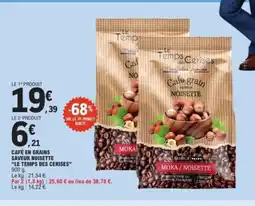 E.Leclerc LE TEMPS DES CERISES Café en grains saveur noisette offre