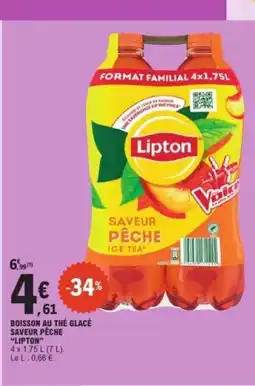 E.Leclerc LIPTON Boisson au thé glacé saveur pêche offre