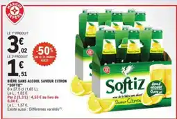 E.Leclerc SOFTIZ Bière sans alcool saveur citron offre