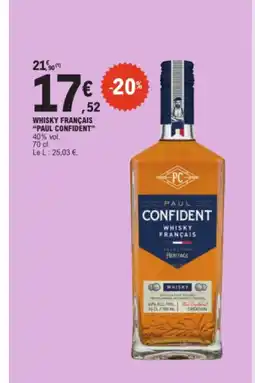 E.Leclerc PAUL CONFIDENT Whisky français offre