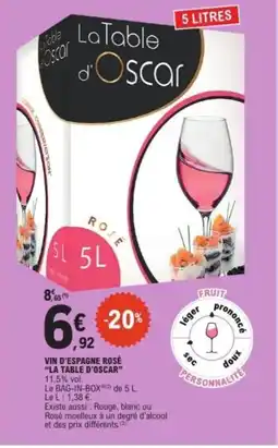 E.Leclerc LA TABLE D'OSCAR Vin d'espagne rosé offre