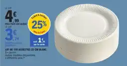 E.Leclerc Lot de 150 assiettes blanc offre