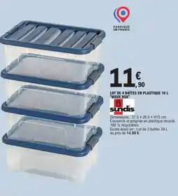 E.Leclerc SUNDIS Lot de 4 boîtes en plastique wave box offre