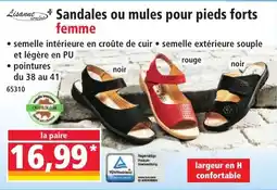 Norma Lisanne Sandales ou mules pour pieds forts offre