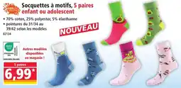 Norma Socquettes à motifs, 5 paires Vangenfant ou adolescent offre