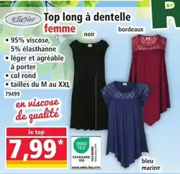 Norma Elle Nor Top long à dentelle femme offre