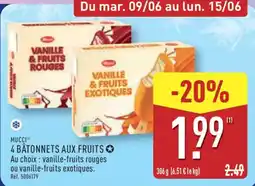 ALDI MUCCI 4 batonnets aux fruits offre