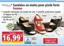 Norma Lisanne sandales ou mules pour pieds forts femme offre