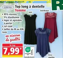 Norma Ellenor top long à dentelle femme offre