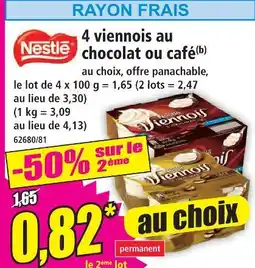 Norma 4 viennois au chocolat ou café offre
