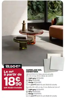 Gedimat Carrelage sol cementside offre
