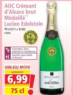 Norma Lucien edelstein aopc crémant d'alsace brut médaillé offre