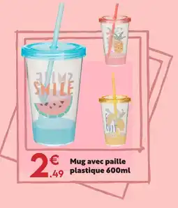 Maxi Bazar Mug avec paille plastique offre