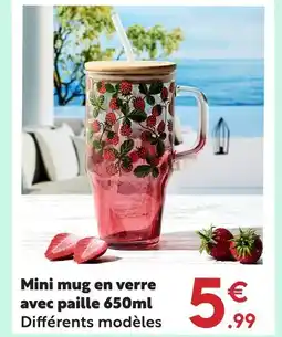 Maxi Bazar Mini mug en verre avec paille offre