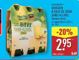 ALDI KUSTERBIER Boisson à base de bière sans alcool offre