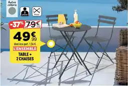 Centrakor Table + 2 chaises offre
