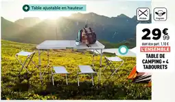 Centrakor Table de camping +4 tabourets offre