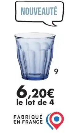 E.Leclerc Lot de 4 gobelets picardie bleu marine en verre offre