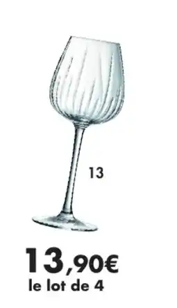 E.Leclerc lot de 4 vin à pied swirly en verre offre